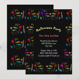 Invitation de la fête Motif Halloween Candy