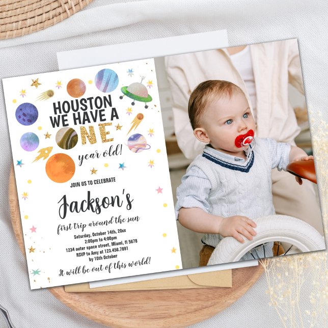 Invitation de la fête personnalisée Galaxy pour en (Glitter Outer Space Birthday Invitations w photo)