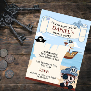 Invitation de la fête pirate avec la Tortue mignon