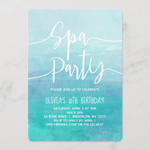 Invitation de la fête spa Spa d'aquarelle bleue An