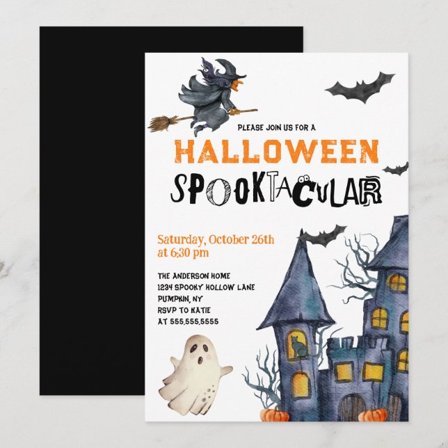 Invitation de la fête Spooktacular Halloween (Devant / Derrière)