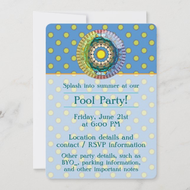 Invitation de la fête Sunshine d'été (Devant)