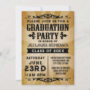 Invitation de la fête vintage de graduation