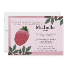 Invitation de la fête Watercolor Strawberry Field