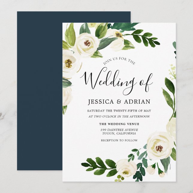 Invitation de la feuille verte de courge blanche m (Devant / Derrière)