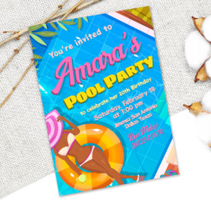 Invitation de la fille de la fête du pool