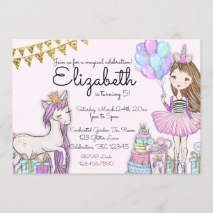 Invitation de la fille Unicorn à l'Anniversaire ro
