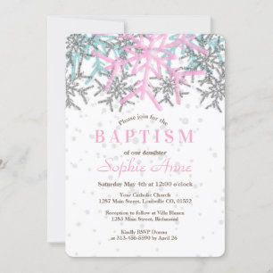 Invitation de la flocon de neige rose d'hiver