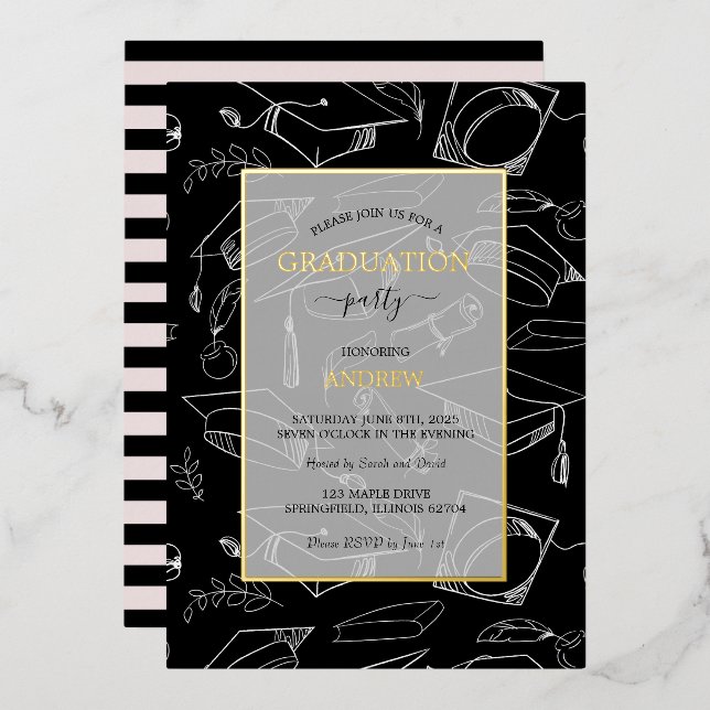 Invitation de la Foil Graduation Party (Recto/Verso)