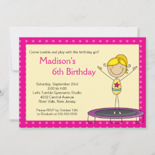 Invitation de la Fun Gymnastique Anniversaire de e