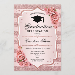 Invitation de la Gold Graduation Party Rose