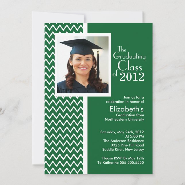 Invitation de la Green Chevron Photo Graduation Pa (Devant)