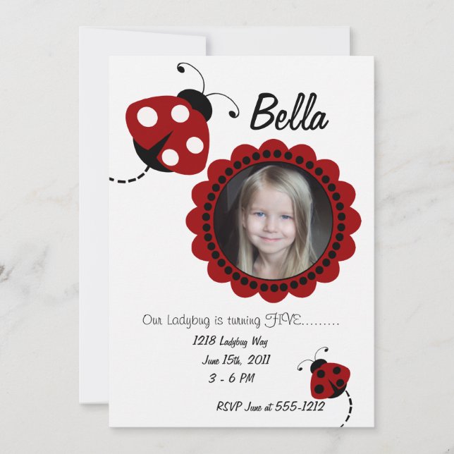 Invitation de la Invitation de photos Lady Bug (Devant)