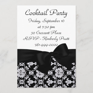 Invitation de la KRW Elegant Black Damask Cocktail