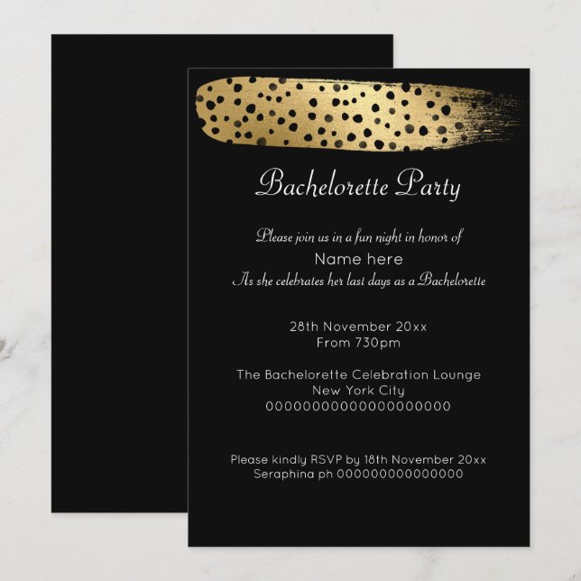 INVITATION DE LA LÉOPARD BLACK OR BACHELORETTE (Devant / Derrière)