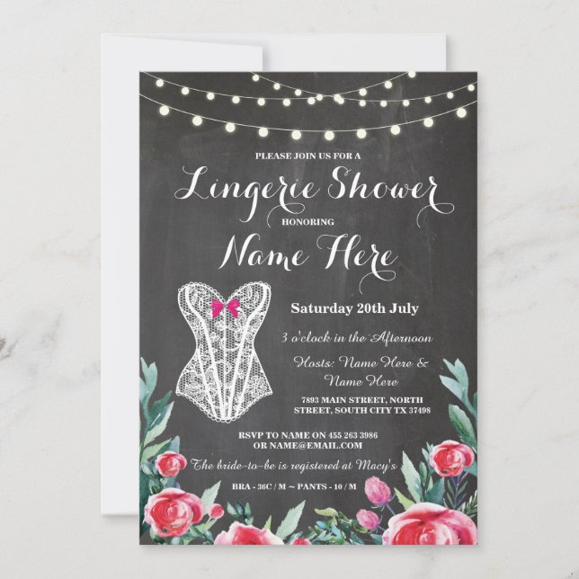 Invitation de la Lingerie Shower Bridal Party Red  (Devant)