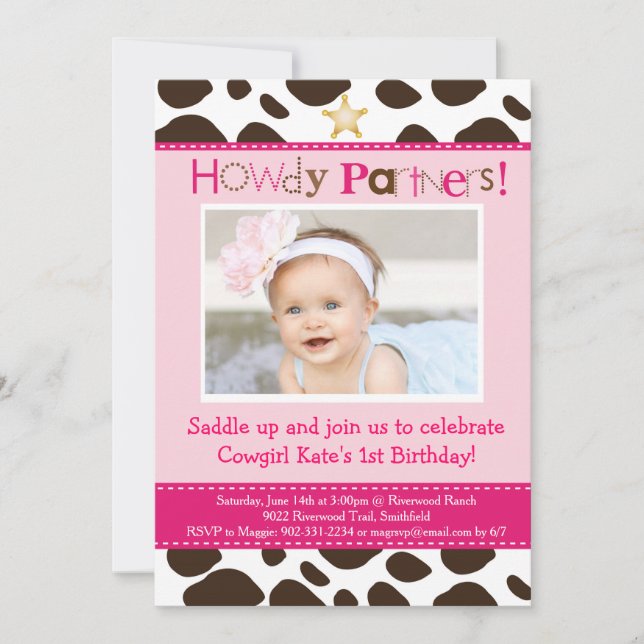 Invitation de la Little Cowgirl Party (Devant)