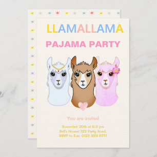 Invitation de la Llama Pajama Party