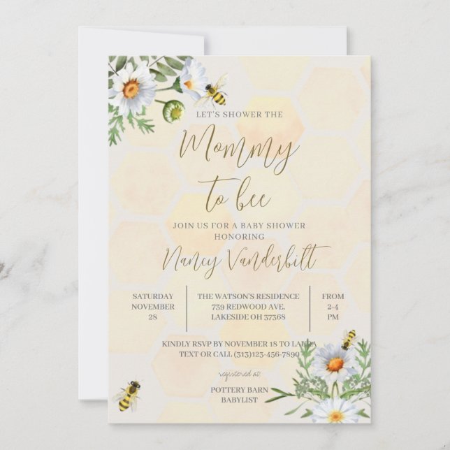 Invitation de la maman à être Baby shower (Devant)