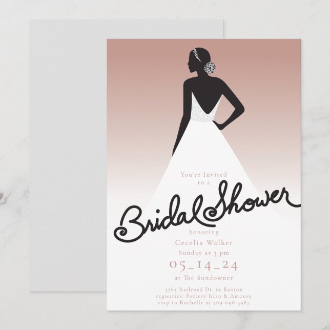 Invitation de la mariée à la douche nuptiale (Devant / Derrière)