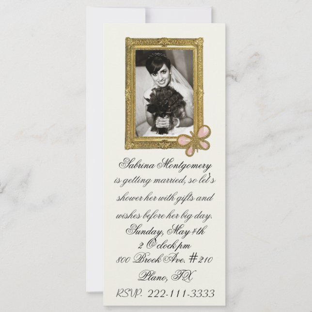 Invitation de la mariée à la douche nuptiale Portr (Devant)