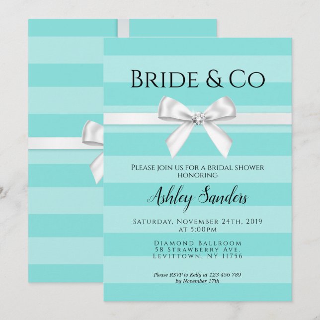 Invitation de la mariée de Mint & Co. (Devant / Derrière)