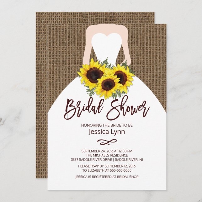 Invitation de la mariée de tournesol d'automne (Devant / Derrière)