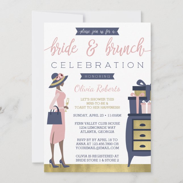 Invitation de la mariée et du brunch Shower, Marin (Devant)