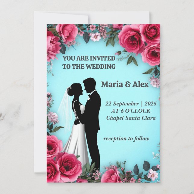 ✨ Invitation de la mariée fleurie pour l'événement (Devant)