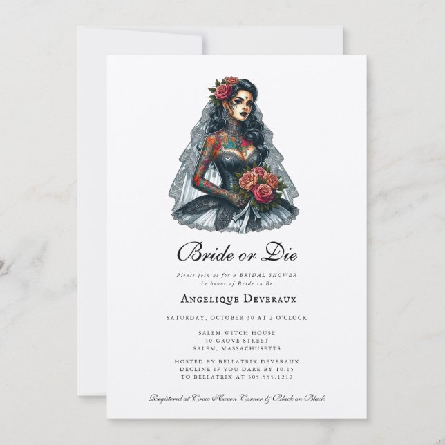 Invitation de la mariée ou de mourir Élégante Goth (Devant)
