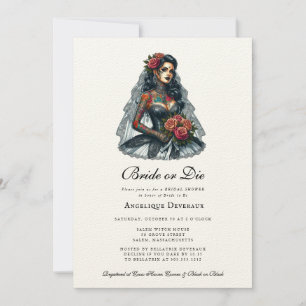 Invitation de la mariée ou de mourir Élégante Goth