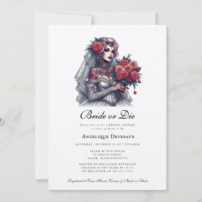 Invitation de la mariée ou de mourir Élégante Goth (Devant)