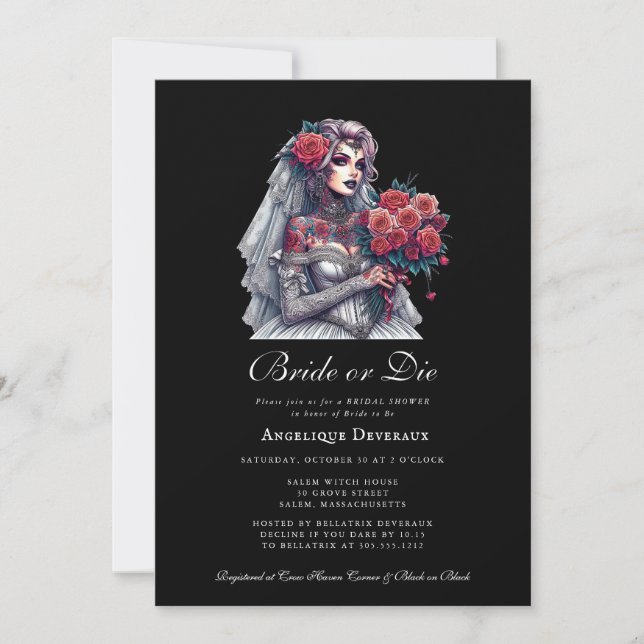 Invitation de la mariée ou de mourir Élégante Goth (Devant)