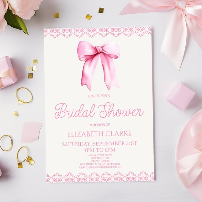 Invitation de la mariée Pastel Pink Coquette Bow (Créateur téléchargé)