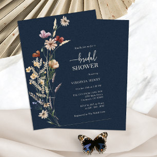 Invitation de la marine Blue Boho Floral Bridal