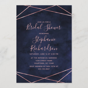 Invitation de la marine Blue & Rose Gold