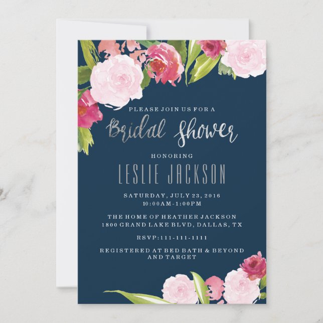 Invitation de la marine et de la douche nuptiale e (Devant)