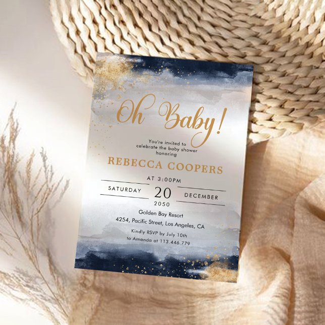 Invitation de la Marine et du Baby shower d'or (Créateur téléchargé)