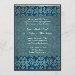 Invitation de la Marine Vintage Mariage damassé