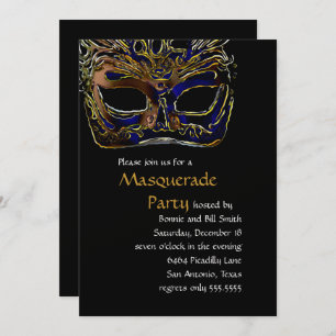 Invitation de la mascarade Black and Gold