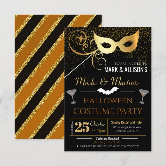 Invitation de la mascarade d'Halloween (Devant / Derrière)