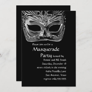 Invitation de la mascarade noire et blanche