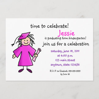 Invitation de la maternelle - Fille, rose