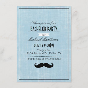 Invitation de la Mustache noire et bleue
