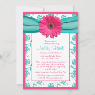 Invitation de la nuptiale de Gerber Rose Daisy Aqu