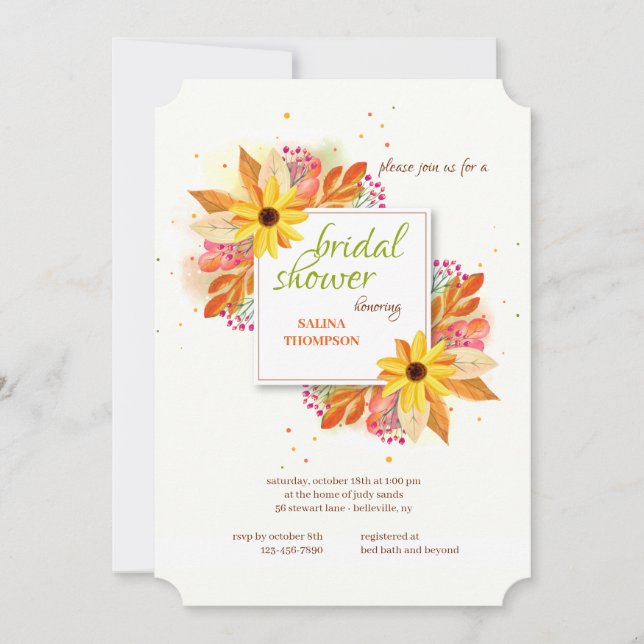 Invitation de la nuptiale de l'aquarelle d'automne (Devant)