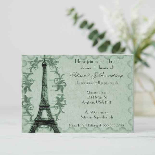 Invitation de la nuptiale Emerald Paris Grunge (Debout devant)
