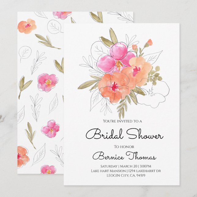 Invitation de la nuptiale fleur de printemps (Devant / Derrière)