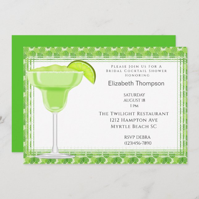 Invitation de la nuptiale Lime Margarita (Devant / Derrière)