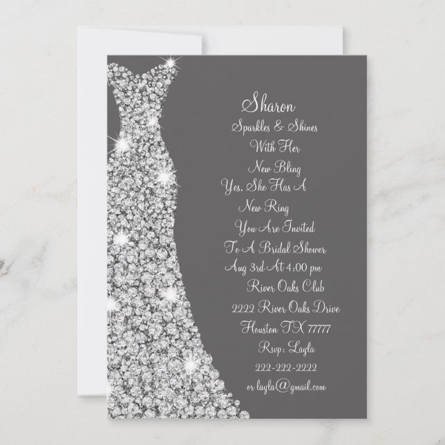 Invitation de la nuptiale Mariage habillée en diam (Devant)